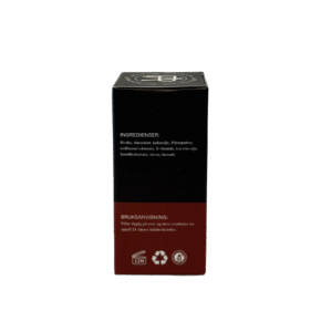 Baksiden av Pump Armour treningsdeodorant Sedertre & Rødt Salvie i pakning med ingredienser