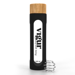 Vigur shaker flaske i glass 600ml med silikonbeskyttelse